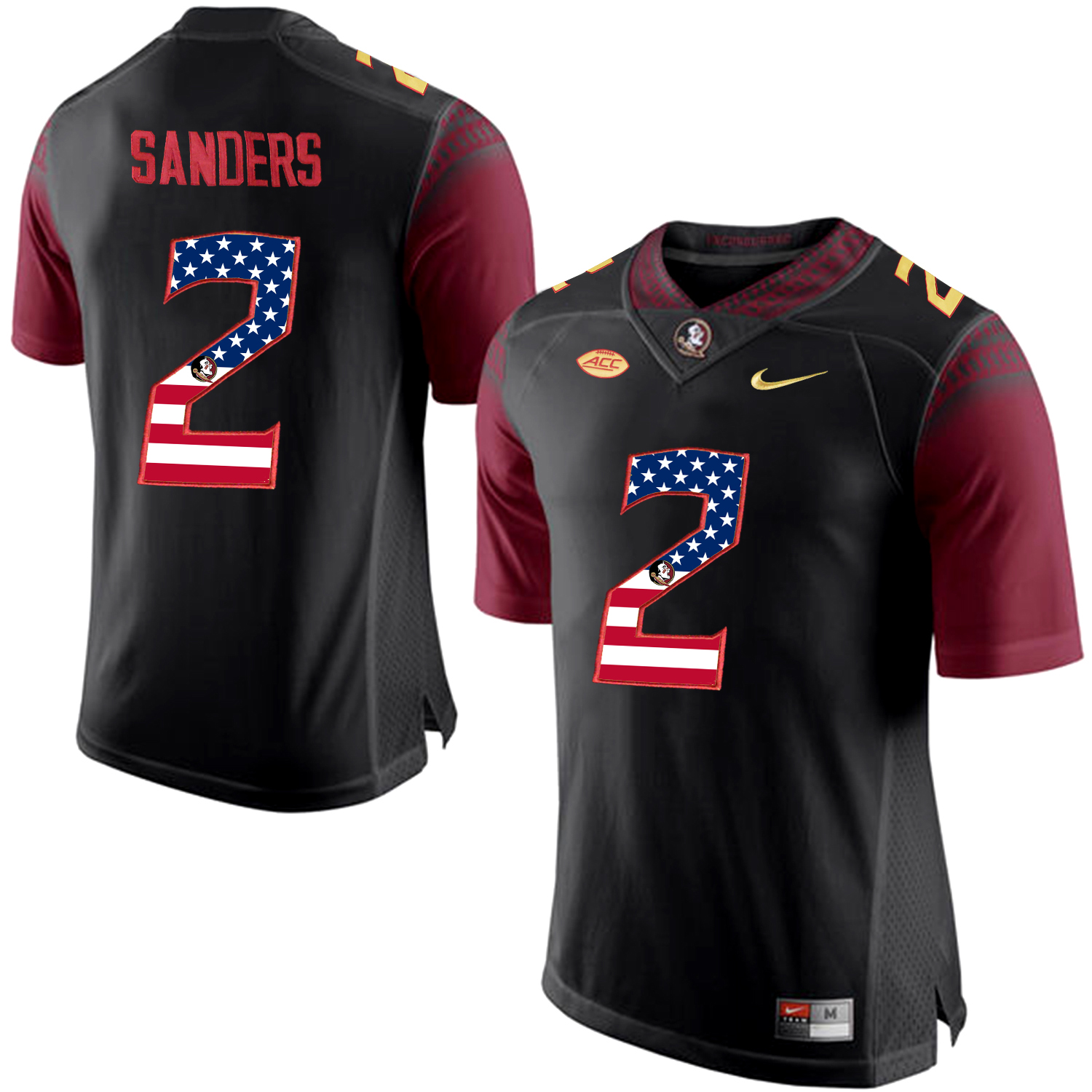 US Flag Fashion Men Florida State Seminoles Deion Sanders #2 College Football Limited Jersey  Black->ncaa teams->NCAA Jersey